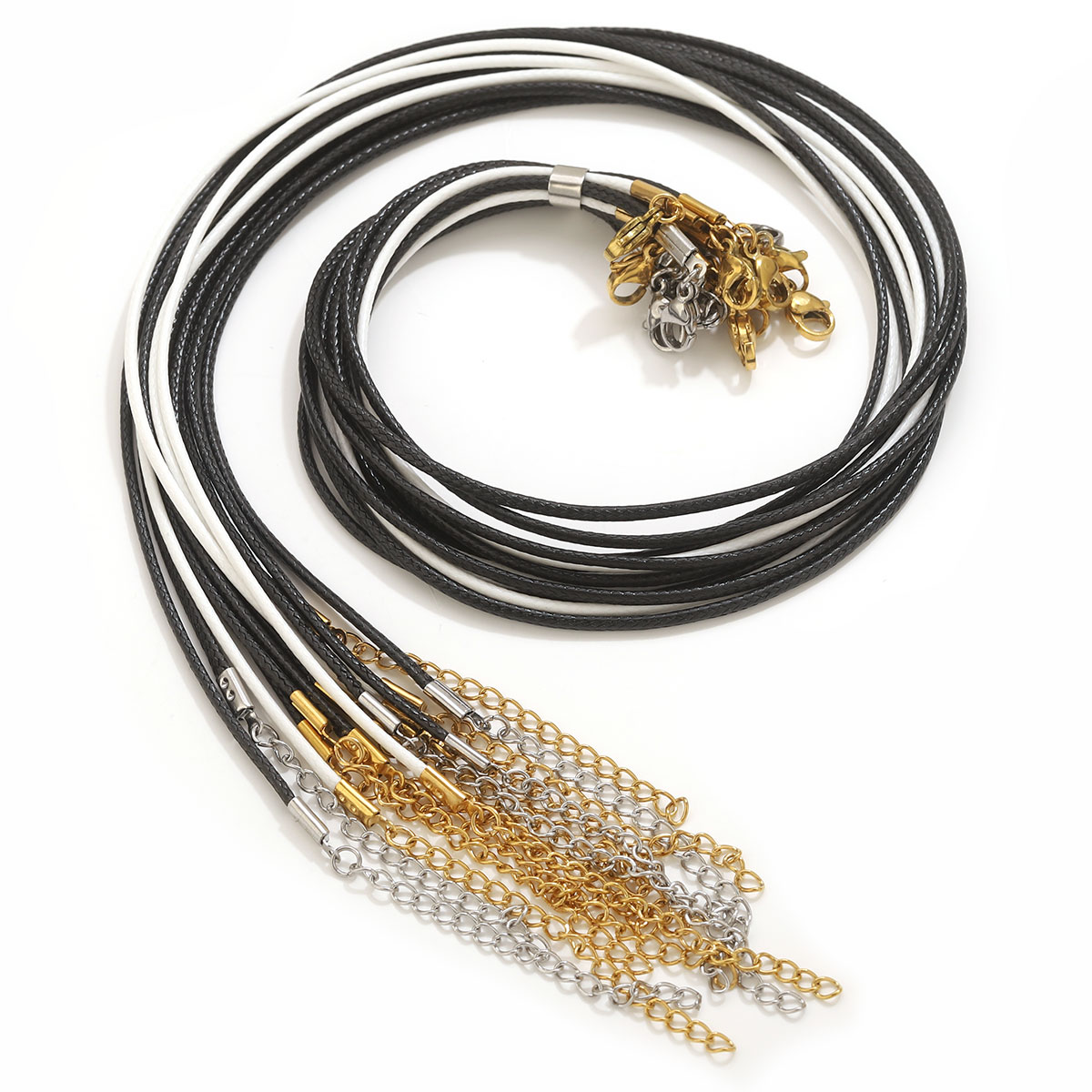 Patent Leather Shine - 5 stücke Lederband Halskette Mit Edelstahl
